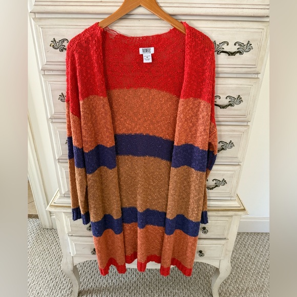MONROE & MAINE MULTICOLOR COLOR BLOCK CARDIGAN SWEATER - Picture 1 of 5